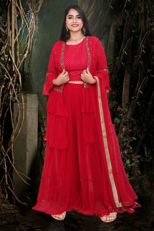 Exclusive Red  Georgette Sharara